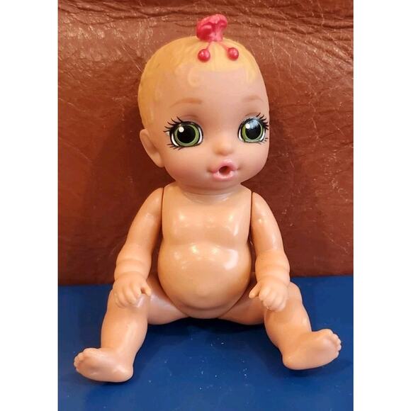 4 Inch Zapf Creations Baby Surprise Dark Pink Front Bow Green Eyes No Diaper - Picture 1 of 7